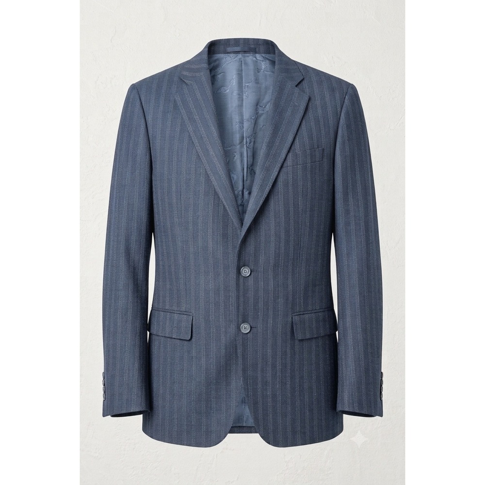 Michael Kors Blue Herringbone Wool Blazer 40R Career Sport Coat Formal Going Out